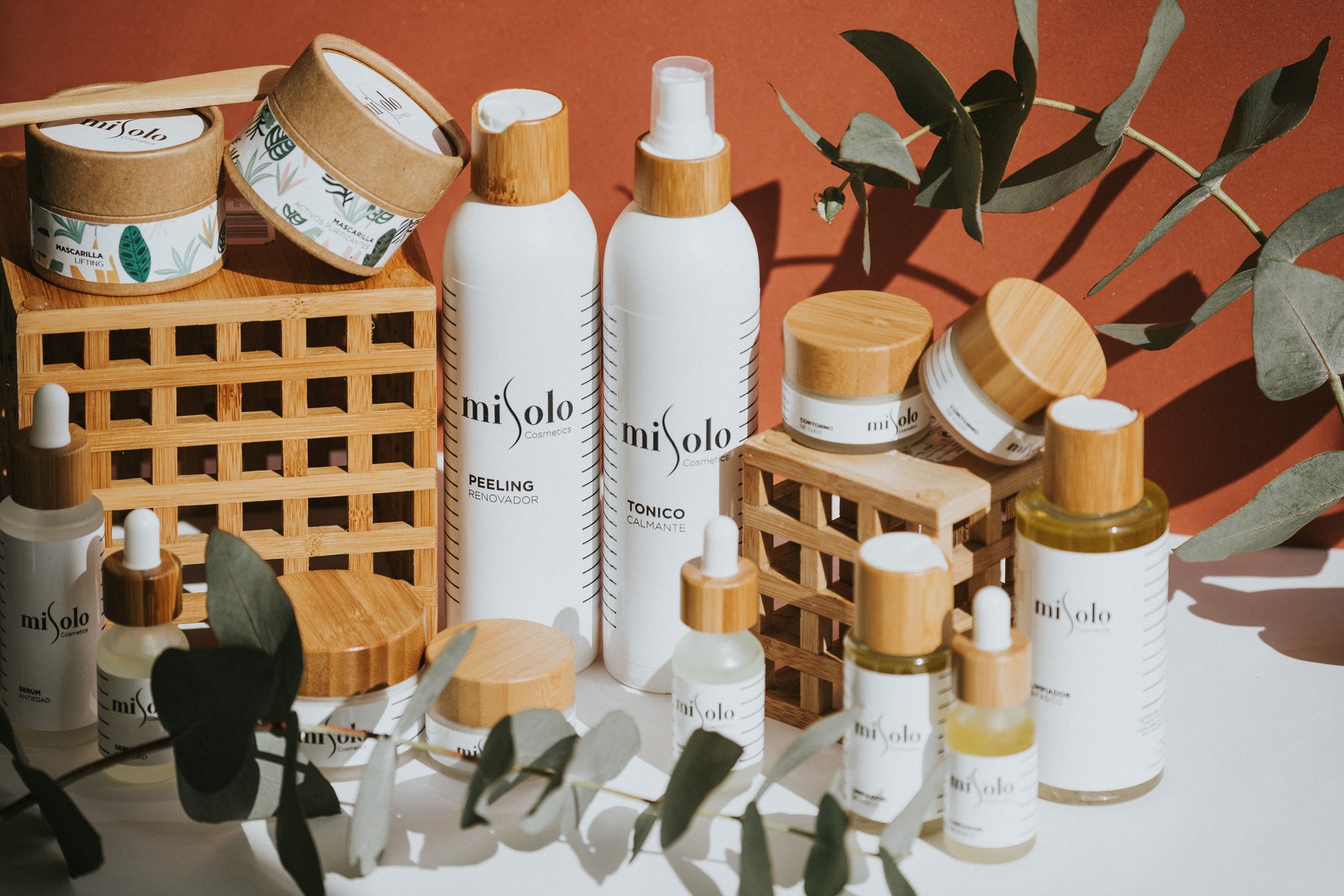 Cosmetic Products Beside Eucalyptus Leaves